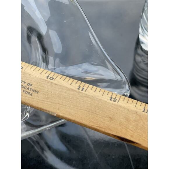 Vintage Duncan Miller Glass‎ Clear Crimped Flared Pointed Console Vase Bowl - Picture 10 of 12